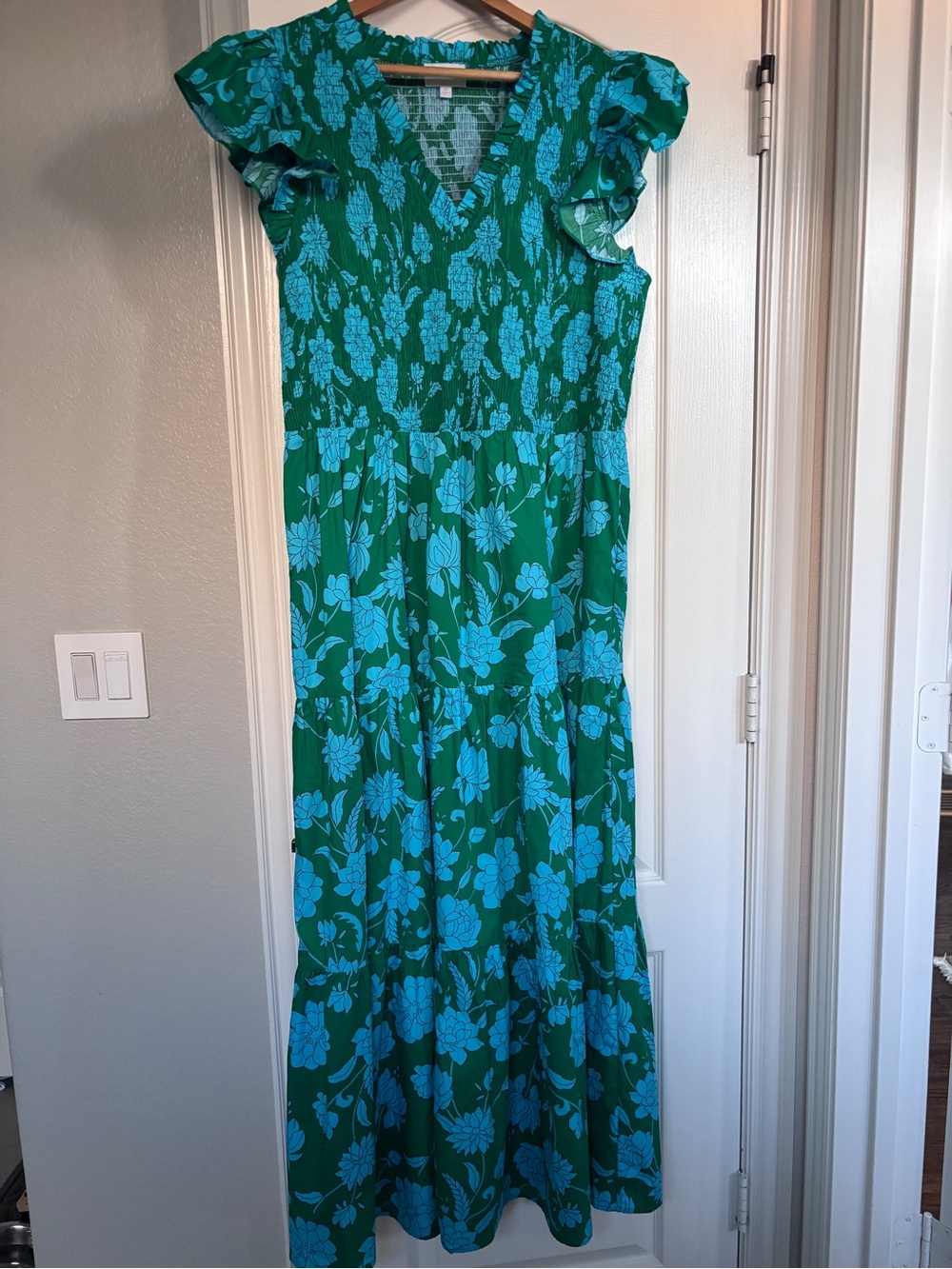 Sugarlips Waterlilly Floral Sunfire Smocked Bodice Tiered Midi Dress 2X - Picture 6 of 13